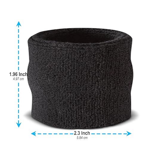 Suddora Wrist Sweatbands, Absorbent and Breathable Thick Cotton Bands for Working Out, Gymnastics, Basketball, Tennis, and Football, Multiuse Wristbands for Costumes and Cosplay, Black - Image 3