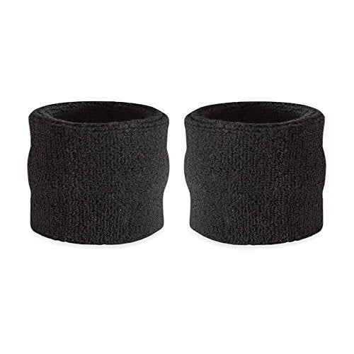 Suddora Wrist Sweatbands, Absorbent and Breathable Thick Cotton Bands for Working Out, Gymnastics, Basketball, Tennis, and Football, Multiuse Wristbands for Costumes and Cosplay, Black - Image 1