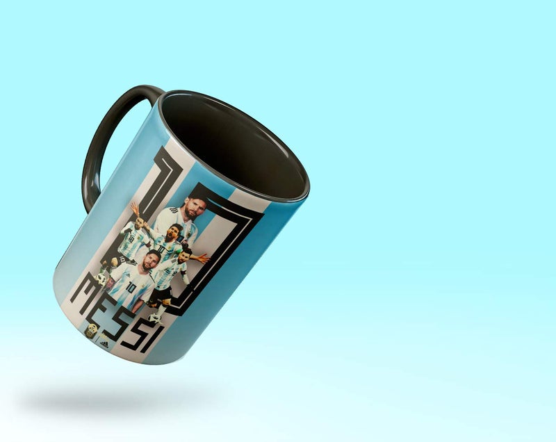 Tee Mafia Messi 3 Tone Black Mug with Print Football Coffee Mug for Your Friends Messi Best Wishes 330 ml Microwave Dishwasher SafeBarcelona Coffee Mug NM18MESSIARGENTINA101