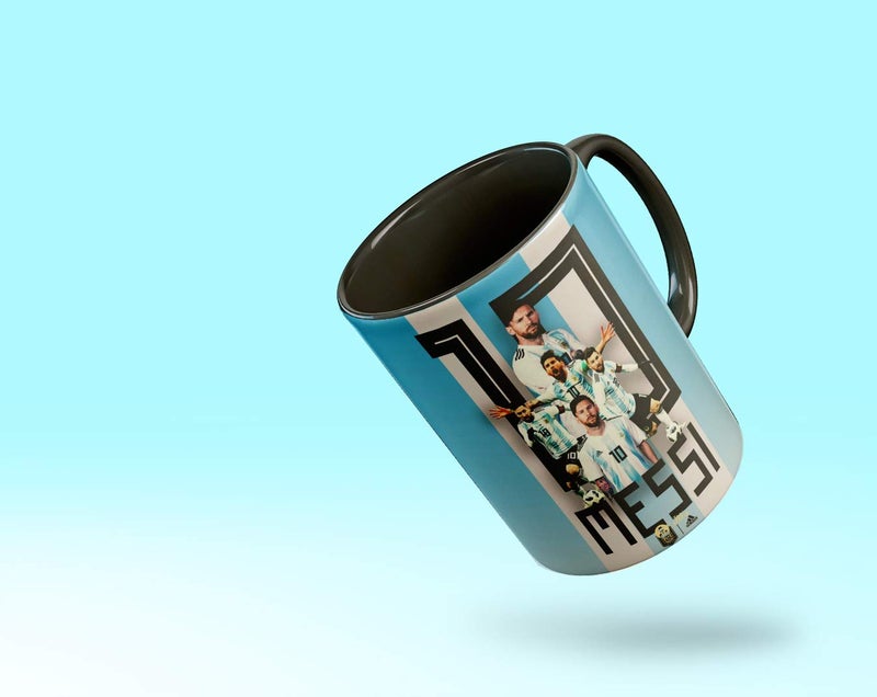 Tee Mafia Messi 3 Tone Black Mug with Print Football Coffee Mug for Your Friends Messi Best Wishes 330 ml Microwave Dishwasher SafeBarcelona Coffee Mug NM18MESSIARGENTINA101