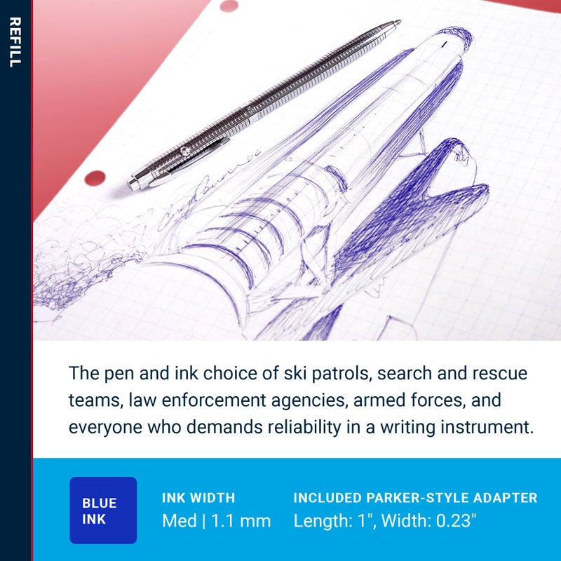Fisher Space Pen Medium Point Pressurized Cartridge Refill, Blue Ink, 1 Pack - Image 3