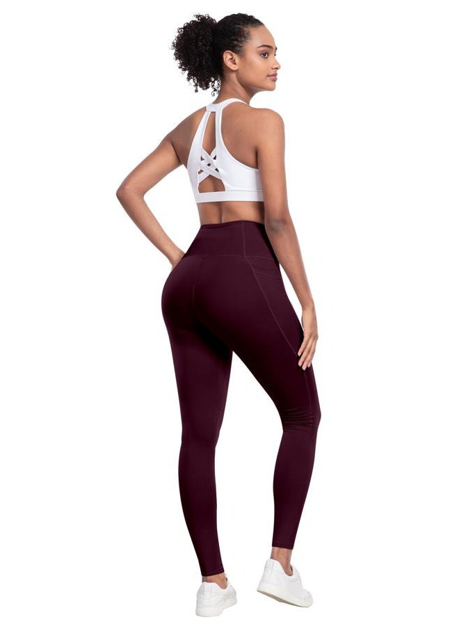 LZYVOO Leggings with Pockets for Women, 6 Packs Soft High Waisted Tummy Control Workout Yoga Pants, 6 Packs - Black,black,black,gray,brown,cassis, L - Image 5