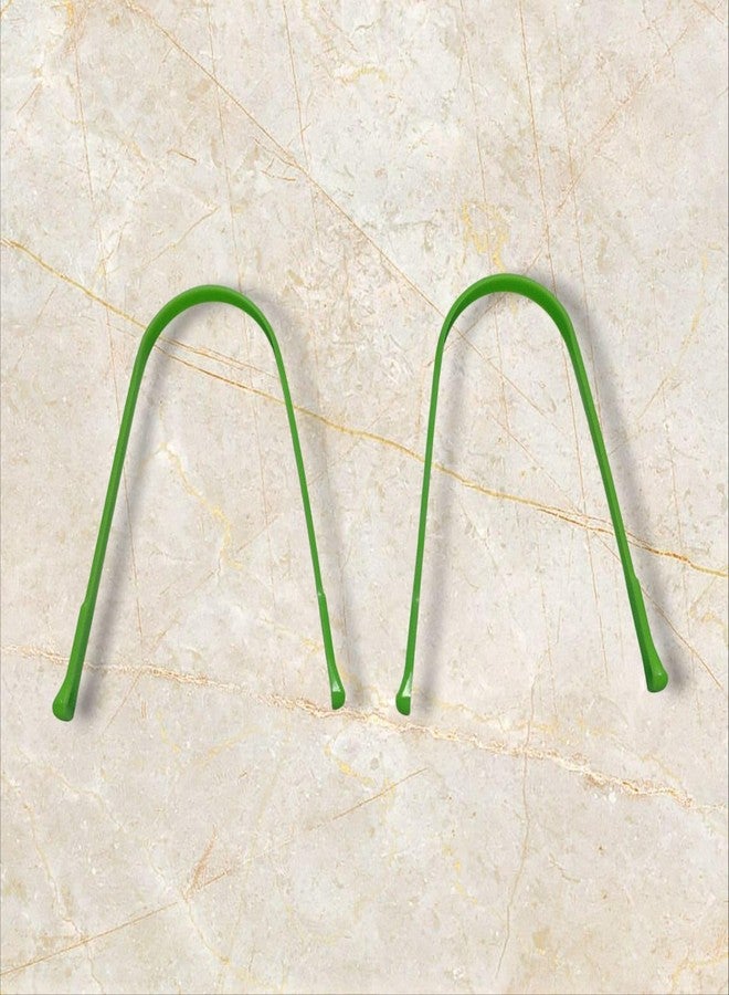 Vachi® Tongue Scraper Cleaner For Adult & Kids, U-Shape Plastic Tongue Brush Oral Care Scrapers Kits For Fresh Breath Mouth Health Cleaning Accessory (Green, Set Of 2 - Image 1