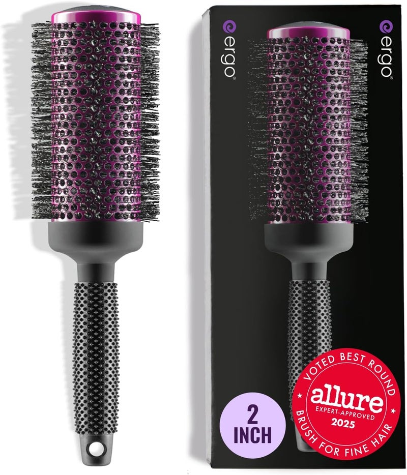 ERGO Super Gentle Round Brush for Blow Out - Salon Quality Hair Styling for Women - Roller for Wet and Dry Hair - Volumizing Care Blowout - ERG53: 2" - Image 1