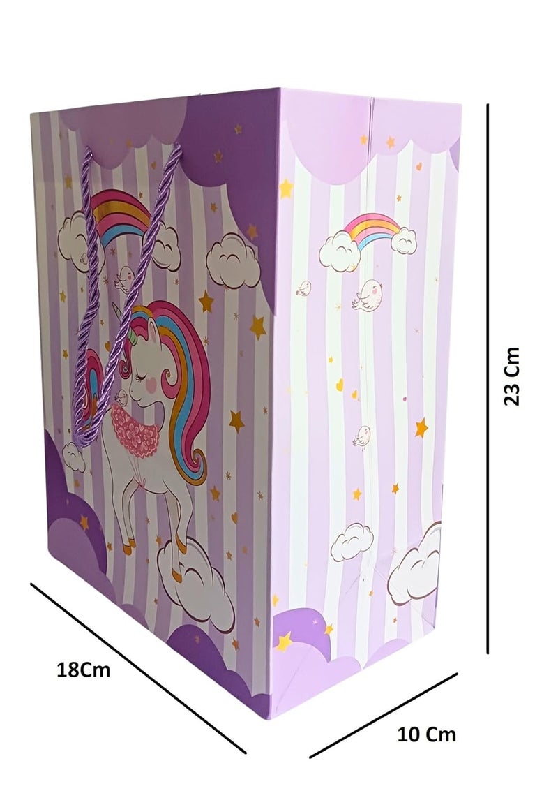 Gold Leaf GOLD LEAF Unicorn Themed Paper Bags, Unicorn Gift Goody Bags Candy Bag with Handle Reusable Birthday Bag Sweet Treat Bags Party Bags for Girls Kids Celebrations Baby Shower Halloween Christmas (Purple, 1 Count (Pack Of 6))  - Image 4
