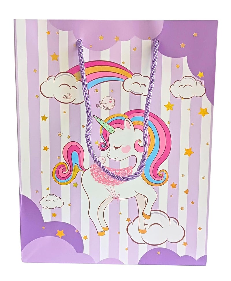 Gold Leaf GOLD LEAF Unicorn Themed Paper Bags, Unicorn Gift Goody Bags Candy Bag with Handle Reusable Birthday Bag Sweet Treat Bags Party Bags for Girls Kids Celebrations Baby Shower Halloween Christmas (Purple, 1 Count (Pack Of 6))  - Image 3