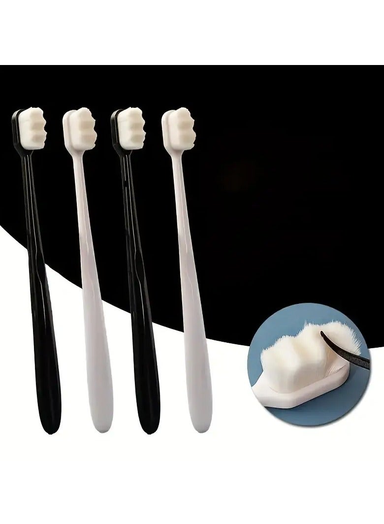 روزينو 4pcs فرشاة أسنان فائقة الناعمة، فرشاة أسنان يدوية مع شعيرات ناعمة إضافية للأسنان الحساسة واللثة، تنظيف عميق للعناية بالفم في المنزل للبالغين الحياة اليومية - Image 1