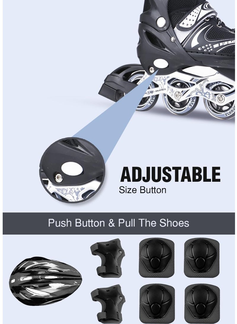 Adjustable Size Breathable Kids Inline Roller Skates with Safety Gear Set Helmet Knee Elbow Wrist Pads Carry Bag Fun Outdoor Sports Activity for Children Boys and Girls Blade Wheel Skating Shoes  - Image 3
