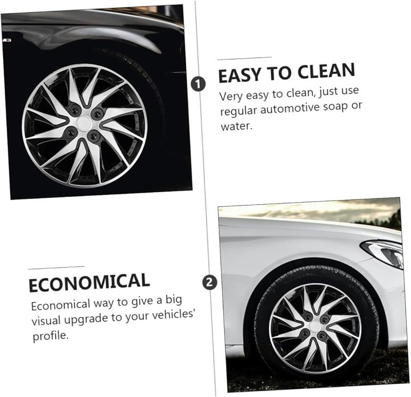 14 بوصة أغطية عجلات تلقائية 4 قطع مجموعة أغطية محور للسيارات سهلة التركيب أنيقة - Image 4