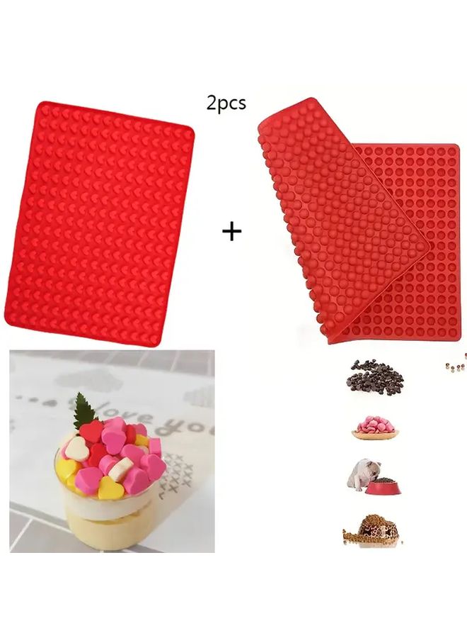 2pcs Silicone Baking Mats with Heart and Round Holes Non Stick Microwave Safe - Image 1