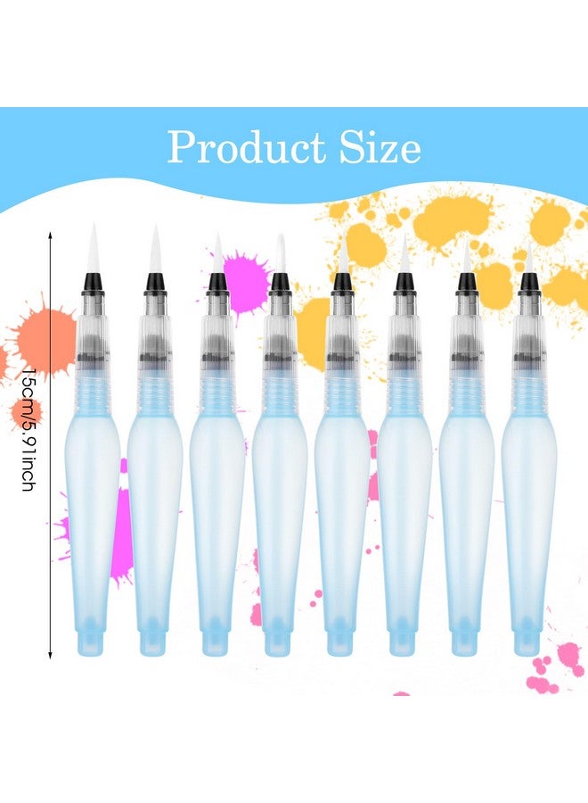 Prasacco 8 Pieces Watercolour Brush Pens, Refillable Water Brush Pens Water Brush Pens For Watercolor Painting With Assorted Tips Ink And Water Brush Pens For Paints, Artists, Painting, Calligraphy - Image 2