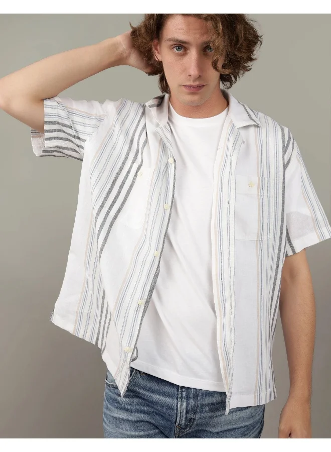American Eagle Stripe Detailed Regular Fit Poolside Shirt