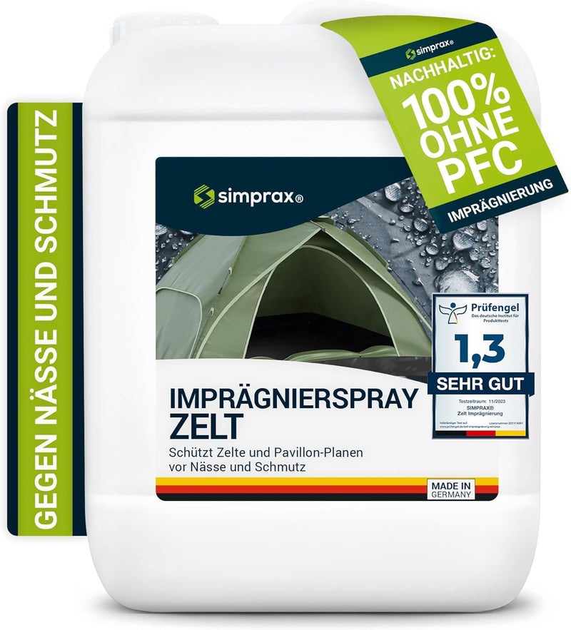 simprax ® Tent Waterproofing Spray - Certified Eco-Friendly, UV-Stable & Biodegradable Waterproof Spray | Made in Germany | Waterproofing Spray Enhances Water-Repellency for Tent & Technical Textiles - Image 1