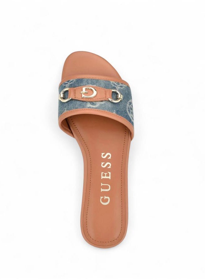GUESS صندل هامي مسطح نسائي جينز أزرق 420 5, 35 EU - Image 4