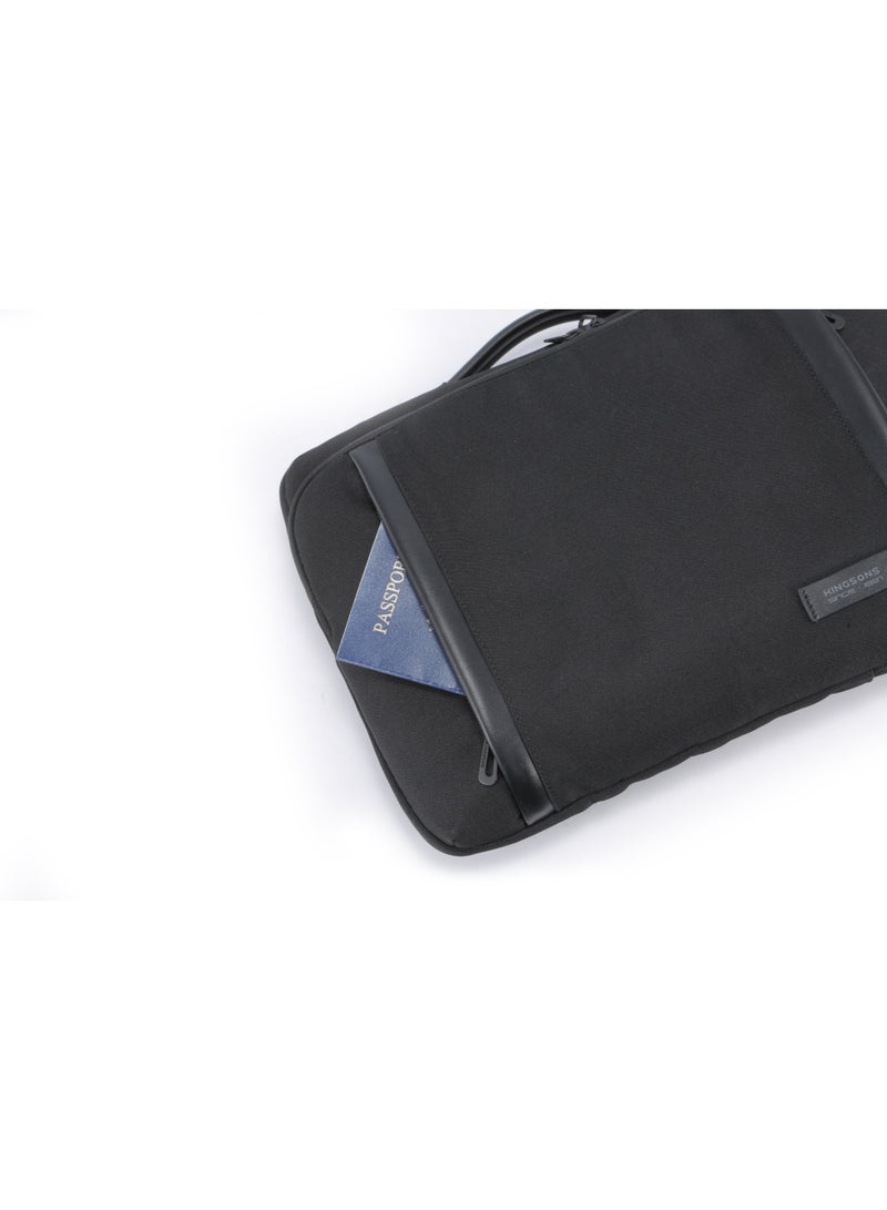 كينغسونز حقيبة Kingsons Sleeve Bag 💼 لون أسود 🖤 – مصنوعة من بوليستر مقاوم للماء 💧، تضم حجرة رئيسية واسعة 🧩 وجيب مخصص للابتوب مقاس 15.6 بوصة 💻، مع 4 جيوب إضافية للإكسسوارات والأجهزة اليومية 🔌 – تصميم أنيق ومثالي للعمل أو السفر 🧳 - Image 5