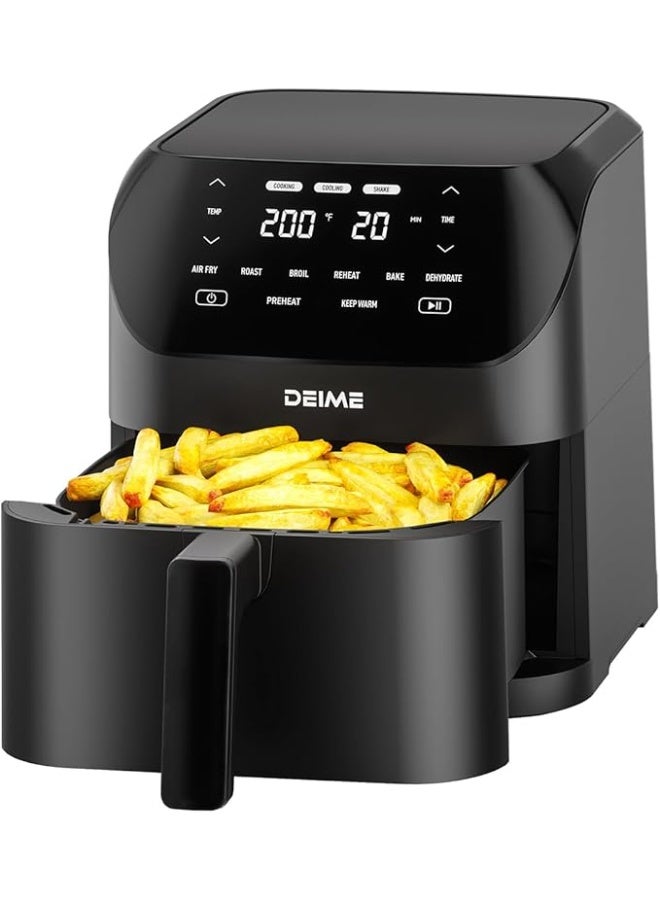 Deime Air Fryer 6.2 Quart – Large Family-Sized Air Fryer with 5 Cooking Functions, Adjustable Temperature up to 400°F in 5° Increments, Ceramic-Coated Nonstick Basket, Oil-Free Healthy Frying, Baking, Grilling, and Roasting