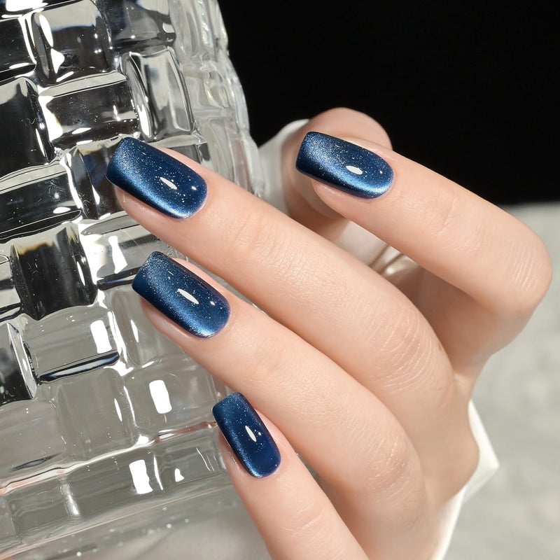 GAOY 16ml Deep Blue Cat Eye Gel Nail Polish, Glitter Holographic Nail Polish with Magnet, Reflective Translucent UV Gel, 2929 Mystic Blue - Image 3
