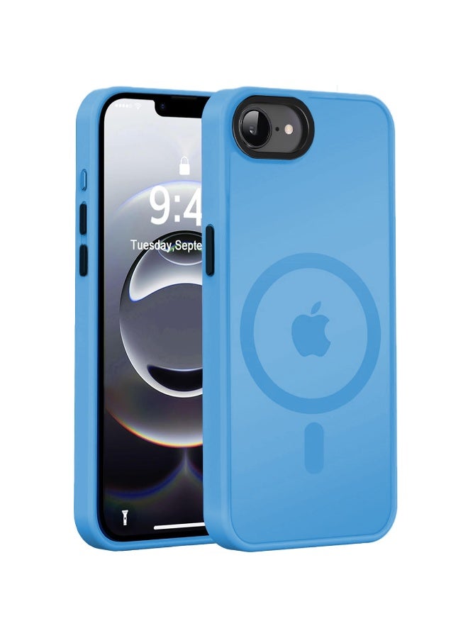 SanHu Magnetic Case Cover for iPhone 16e,[Compatible with Magsafe][Mil-Grade Drop Protection] Slim Shockproof Translucent Protective Phone Back Case Cover for iPhone 16e, Blue