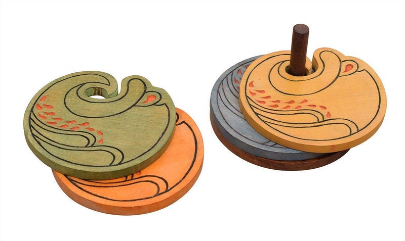 storeindya Store Indya Designed Wooden Coasters Set 4-Pack Set (Peacock Colorful) - Image 5