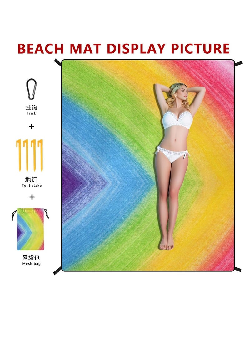 general Beach Blanket Waterproof Sandproof Beach Mat with Stakes, 71" X 87"Extra Large,Perfect for Beach Vacation, Park Picnic, Travel Camping, Outdoor Mat - Image 2