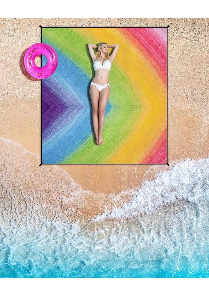 general Beach Blanket Waterproof Sandproof Beach Mat with Stakes, 71" X 87"Extra Large,Perfect for Beach Vacation, Park Picnic, Travel Camping, Outdoor Mat - Image 3