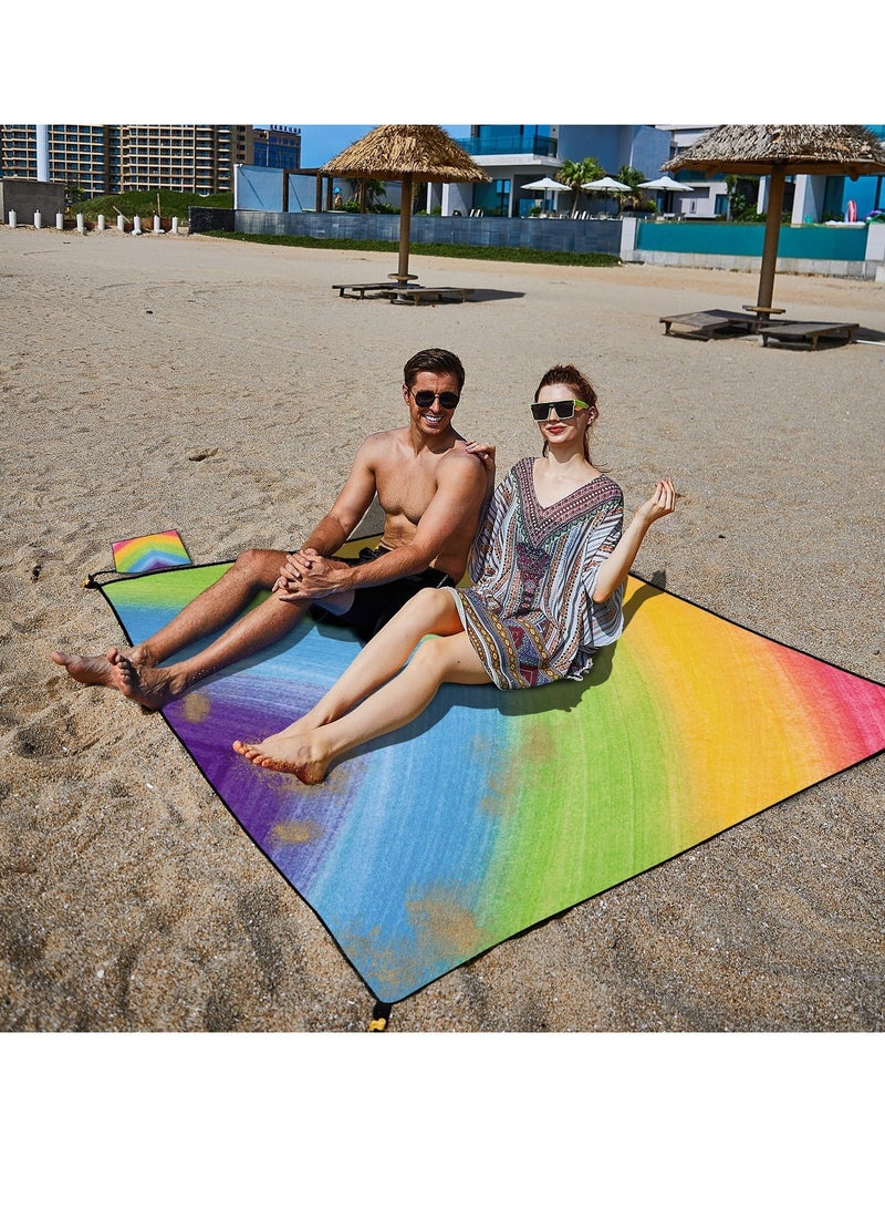 general Beach Blanket Waterproof Sandproof Beach Mat with Stakes, 71" X 87"Extra Large,Perfect for Beach Vacation, Park Picnic, Travel Camping, Outdoor Mat - Image 4
