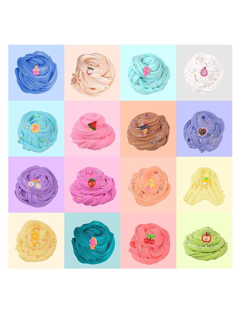 LEDIN 24 Piece Fluffy Slime Kit With Butter Slime,Fluffy Soft and Non-Stick,Include Stitch Ice Cream Coffee Slime Charms , Stress Relief Toys for Kids, Active Party Gifts, DIY Items - Image 5