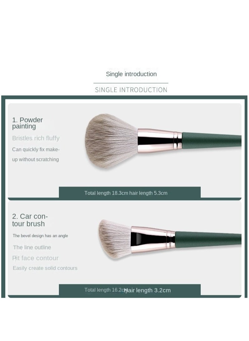 Makeup Brushes 14pcs Professional Brush Set Green Soft Powder Foundation Face Eye Brow Shadow -B