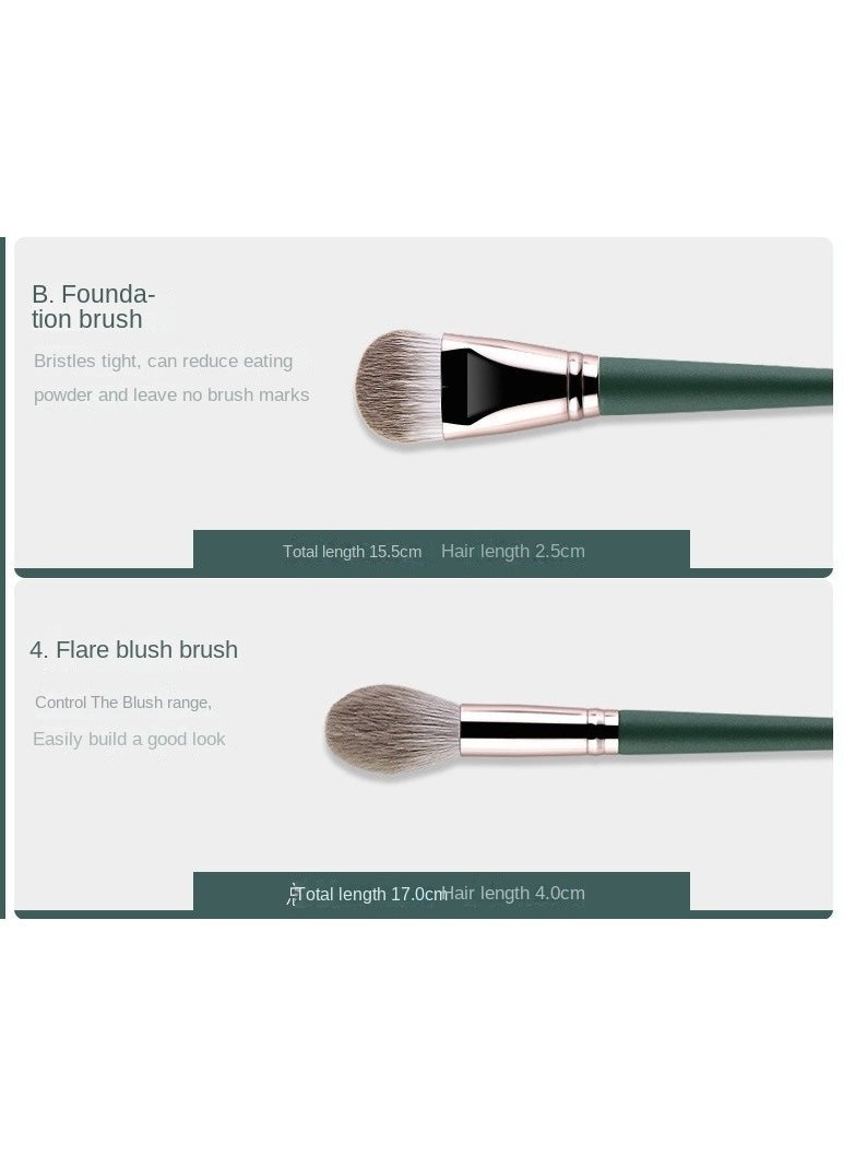 Makeup Brushes 14pcs Professional Brush Set Green Soft Powder Foundation Face Eye Brow Shadow -B