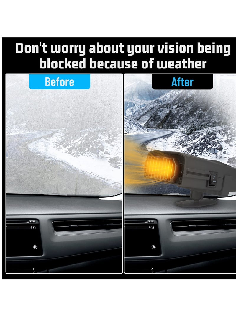 SYOSI Portable Car Heater Defroster, 3 in 1 Car Heater Defroster with Ergonomic Handle 360° Rotating, Quiet Car Windshield Heater, 12v 150w Portable Windshield Defogger, Quickly Demister Heater Cooling - Image 4