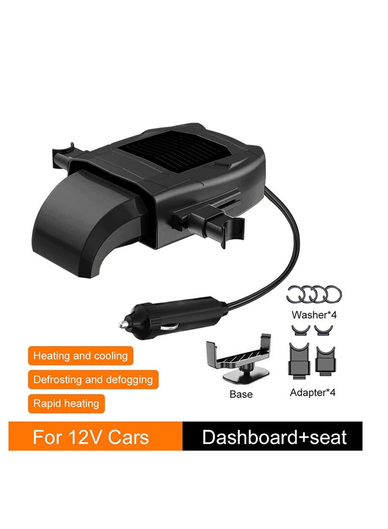 SYOSI Portable Car Heater Defroster, 3 in 1 Car Heater Defroster with Ergonomic Handle 360° Rotating, Quiet Car Windshield Heater, 12v 150w Portable Windshield Defogger, Quickly Demister Heater Cooling - Image 2