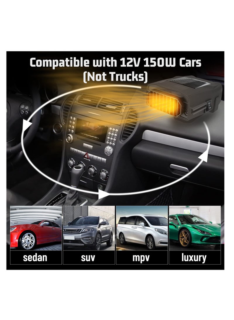 SYOSI Portable Car Heater Defroster, 3 in 1 Car Heater Defroster with Ergonomic Handle 360° Rotating, Quiet Car Windshield Heater, 12v 150w Portable Windshield Defogger, Quickly Demister Heater Cooling - Image 5