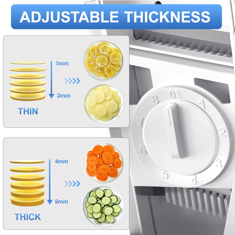 SupMaKin Safe Mandoline Slicer for Kitchen, Potato Slicer for Chips, Vegetable & Food Slicer,Thickness Adjustable 0.1-8 mm, Kitchen Faster Slice Artifact White (Only Slice) - Image 3