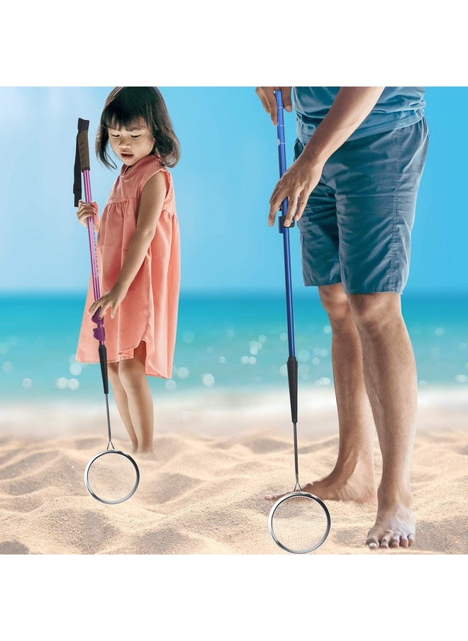 Sand Dipper - Full Size Beach Scoop Shovel & Sifter Tool For Beachcombing - Adjustable Sea Glass, Shell, Shark Tooth Sifter For The Beach - Can Be Used As A Walking Or Hiking Stick Too - 6”Basket (Blue) - Image 1