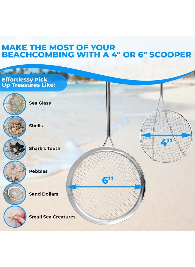 Sand Dipper - Full Size Beach Scoop Shovel & Sifter Tool For Beachcombing - Adjustable Sea Glass, Shell, Shark Tooth Sifter For The Beach - Can Be Used As A Walking Or Hiking Stick Too - 6”Basket (Blue) - Image 1