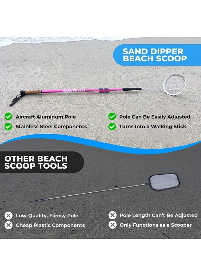 Sand Dipper - Full Size Beach Scoop Shovel & Sifter Tool For Beachcombing - Adjustable Sea Glass, Shell, Shark Tooth Sifter For The Beach - Can Be Used As A Walking Or Hiking Stick Too - 6”Basket (Blue) - Image 1