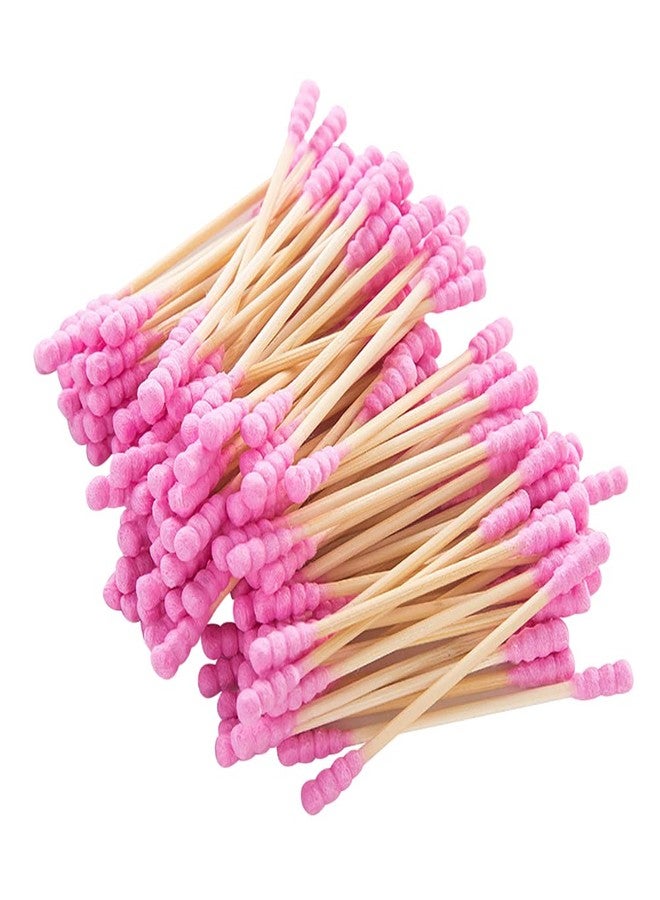GSHLLO 200 Pcs Double Head Cotton Swabs Spiral Cotton Heads Ear Cleaning Cotton Buds Makeup Remover Swabs Cotton Tips for Cosmetics Pink - Image 1
