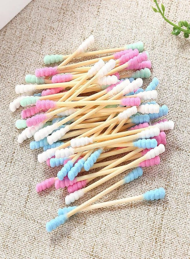 GSHLLO 200 Pcs Double Head Cotton Swabs Spiral Cotton Heads Ear Cleaning Cotton Buds Makeup Remover Swabs Cotton Tips for Cosmetics Pink - Image 2