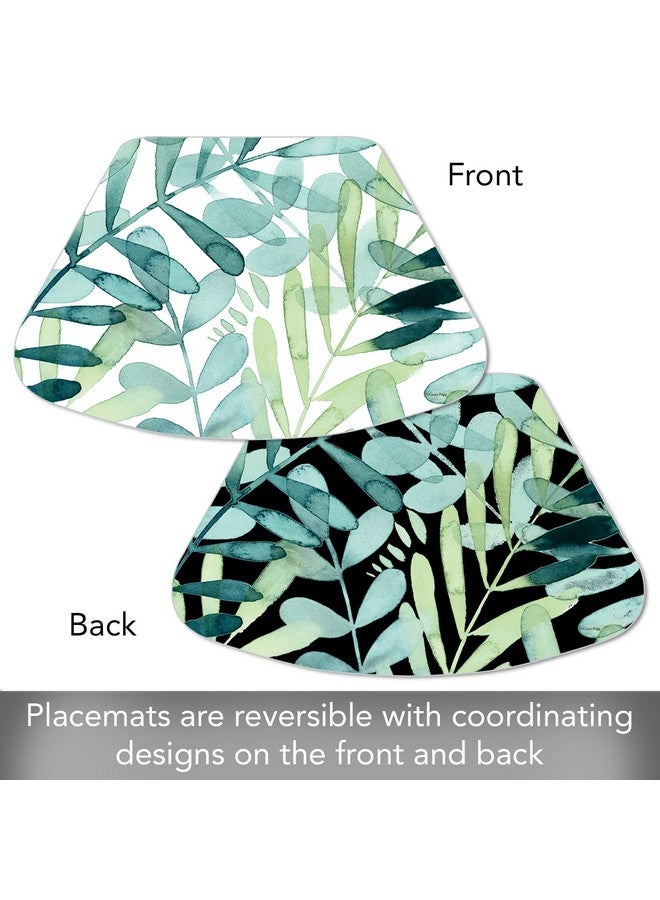 CounterArt Gossamer Palms 4 Pack Wedge Shaped Reversible Easy Care Flexible Plastic Placemats Made in The USA 17.75" x 11.25" Colorful, Reversible, Easily Wipes Clean - Image 3