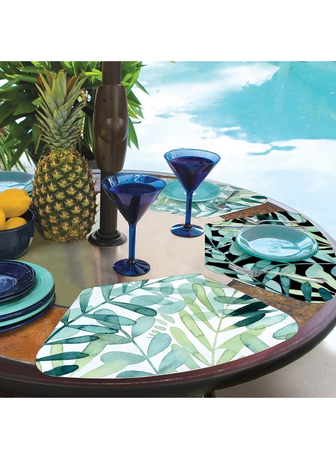 CounterArt Gossamer Palms 4 Pack Wedge Shaped Reversible Easy Care Flexible Plastic Placemats Made in The USA 17.75" x 11.25" Colorful, Reversible, Easily Wipes Clean - Image 2