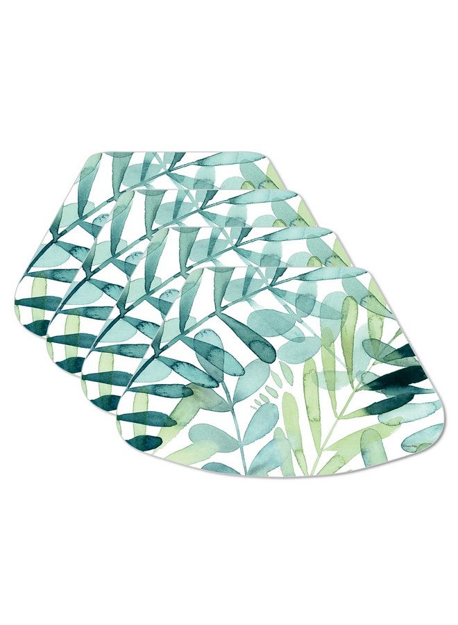 CounterArt Gossamer Palms 4 Pack Wedge Shaped Reversible Easy Care Flexible Plastic Placemats Made in The USA 17.75" x 11.25" Colorful, Reversible, Easily Wipes Clean - Image 1