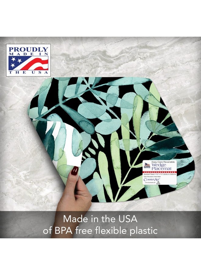 CounterArt Gossamer Palms 4 Pack Wedge Shaped Reversible Easy Care Flexible Plastic Placemats Made in The USA 17.75" x 11.25" Colorful, Reversible, Easily Wipes Clean - Image 4