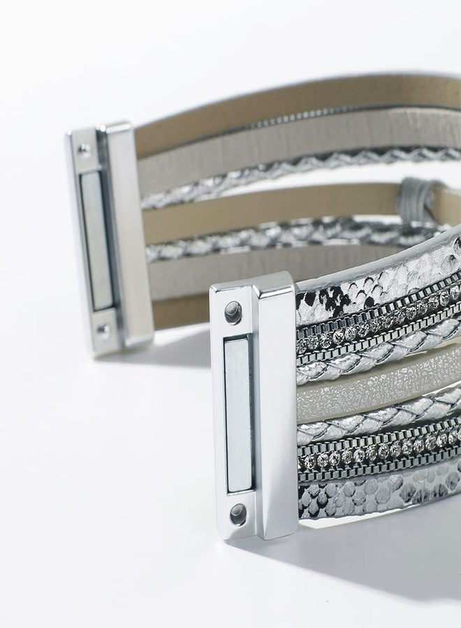 Vercret Leather Wrap Bracelet for Women - Boho Multi-Layer Blessed Inspiration Bangle Cuff Bracelet with Magnetic Clasp for lady and Mother - Image 5