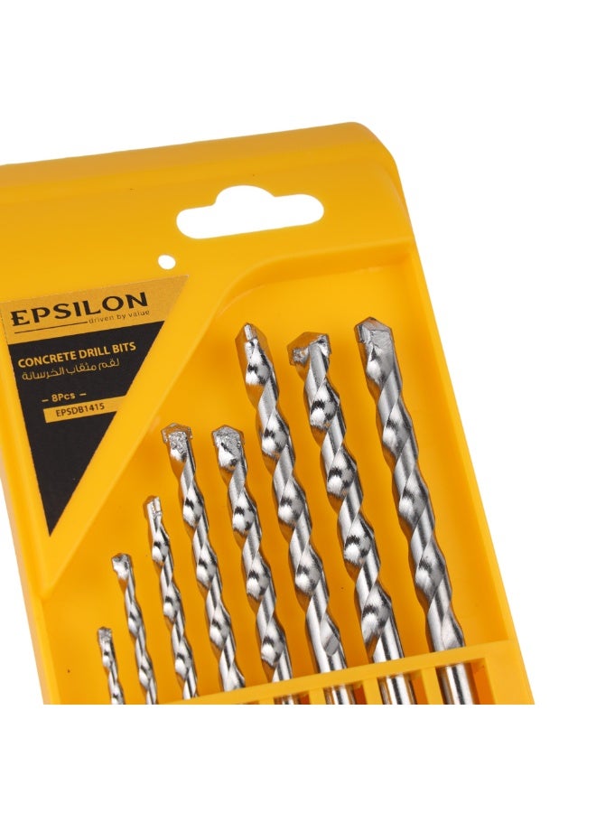 Epsilon Concrete Drill Bit Set – Pack of 8 (Sizes 3-10mm) | Heavy-Duty, Durable, Multi-Size Bits for Masonry, Brick, and Concrete Drilling | Compact & Portable Tool Set - Image 2