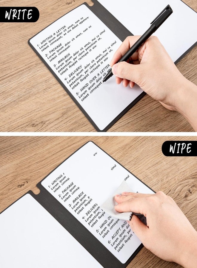 THSLSFX 2 Packs Dry Erase Notebook, 9.5 * 6.6in WhiteBoard Notebook with Marker Pen Wiping Cloth for Office Home Supplies Desk Accessories - Image 3