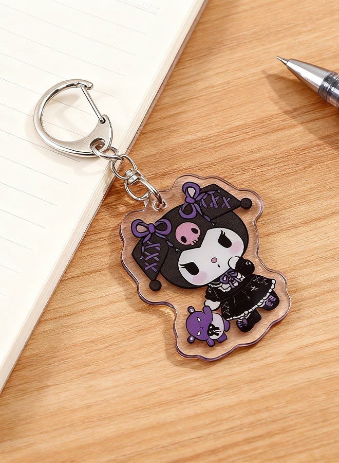 Sanrio Kuromi Keychain Set of 7 Pieces Cute Cartoon Key Chain Charms for Women Girls Bag Car Accessories Gift Collection - Image 4