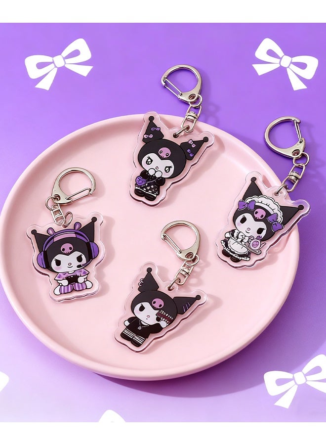 Sanrio Kuromi Keychain Set of 7 Pieces Cute Cartoon Key Chain Charms for Women Girls Bag Car Accessories Gift Collection - Image 2