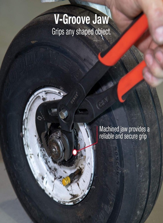 Sunex Tools Sunex 3623V, 16" Push Button Water Pump Plier, Self-Locking, Fast Size Adjustment, V-Groove Jaw, Non-Slip Comfort Grip Handles - Image 5