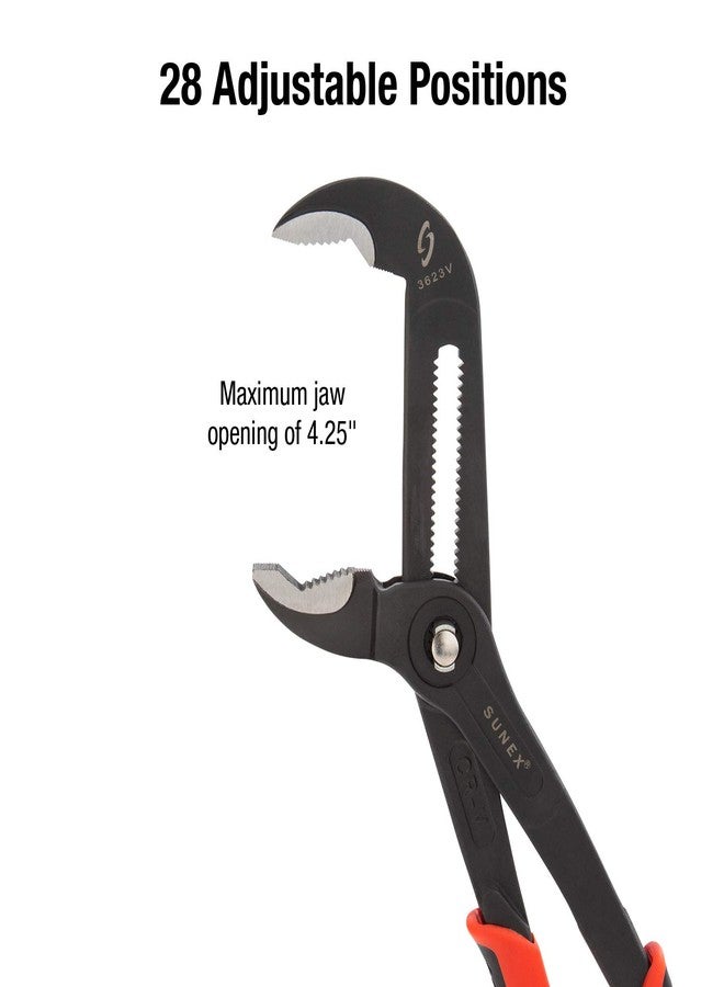 Sunex Tools Sunex 3623V, 16" Push Button Water Pump Plier, Self-Locking, Fast Size Adjustment, V-Groove Jaw, Non-Slip Comfort Grip Handles - Image 4