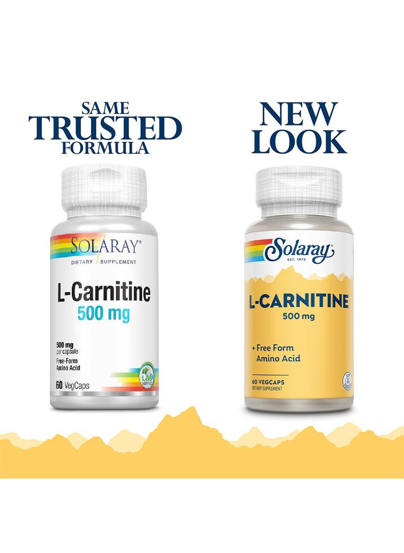 Solaray L-Carnitine 500mg 60 VegCaps Energy And Metabolism Support  - Image 3